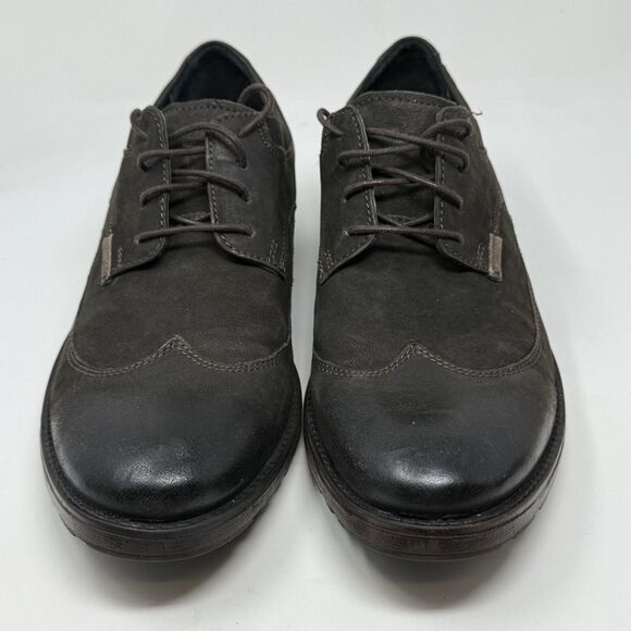 Clarks Denton Dane Derby Shoes Mens 10 M Brown Nubuck Leather Wingtip Oxford - Picture 6 of 15